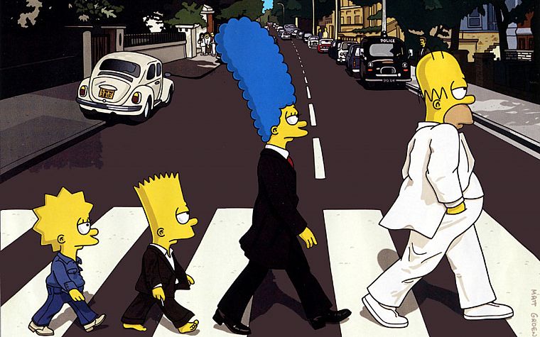 cartoons, Abbey Road, The Simpsons, The Beatles - desktop wallpaper