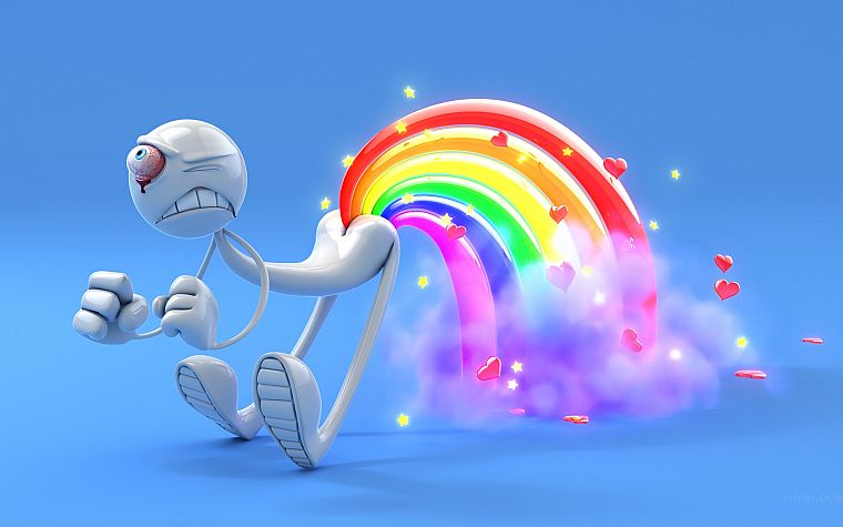 happy, shit, rainbows - desktop wallpaper