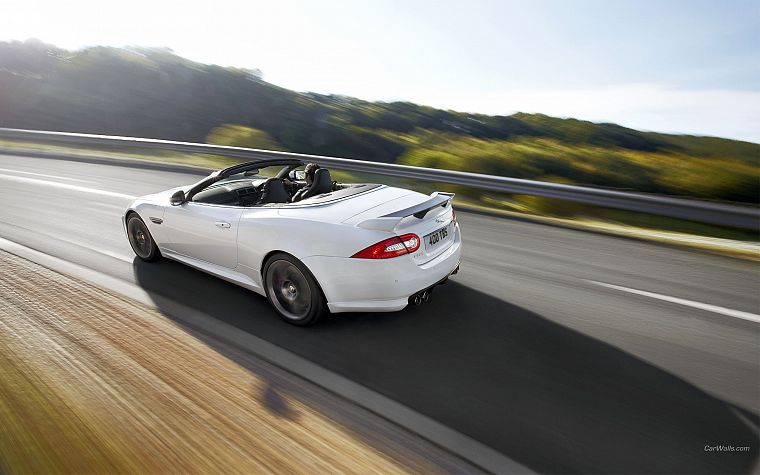 white, cars, convertible, Jaguar XKR - desktop wallpaper