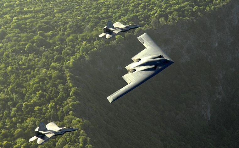 aircraft, military, bomber, F-22 Raptor, planes, B-2 Spirit - desktop wallpaper