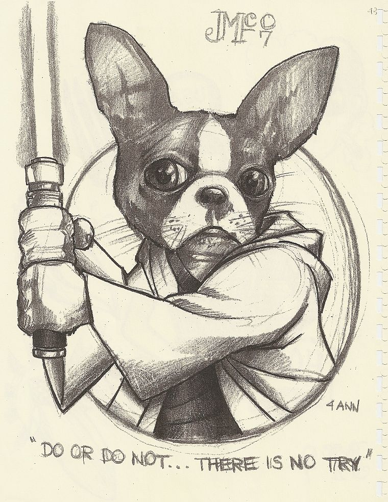 Star Wars, lightsabers, dogs, drawings - desktop wallpaper