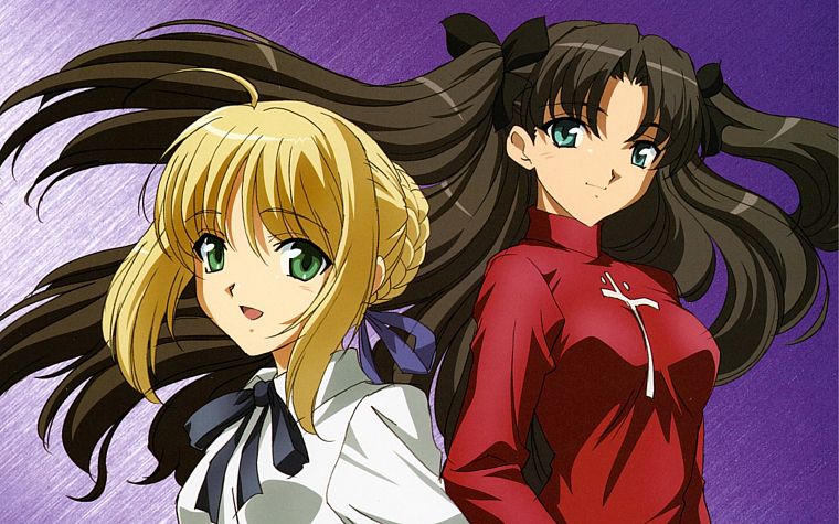 Fate/Stay Night, Tohsaka Rin, Saber, anime girls, Fate series - desktop wallpaper