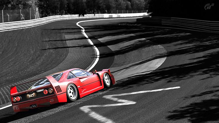 video games, cars, Ferrari F40, Gran Turismo 5, Playstation 3 - desktop wallpaper
