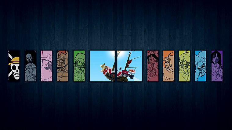 One Piece (anime), Nico Robin, Roronoa Zoro, Franky (One Piece), Tony Tony Chopper, Brook (One Piece), Monkey D Luffy, Nami (One Piece), Usopp, Sanji (One Piece) - desktop wallpaper