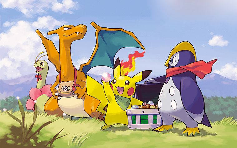 Pokemon, Pikachu, Charizard - desktop wallpaper