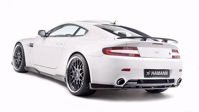 white, cars, Aston Martin, back view, Aston Martin Vantage, white background, Hamann Motorsport GmbH - desktop wallpaper