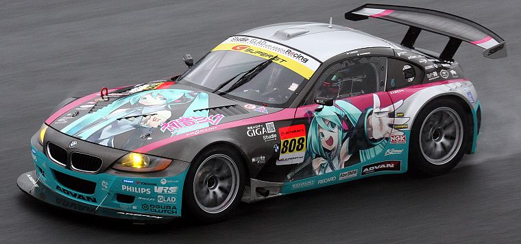 Vocaloid, Hatsune Miku, cars, front angle view - desktop wallpaper