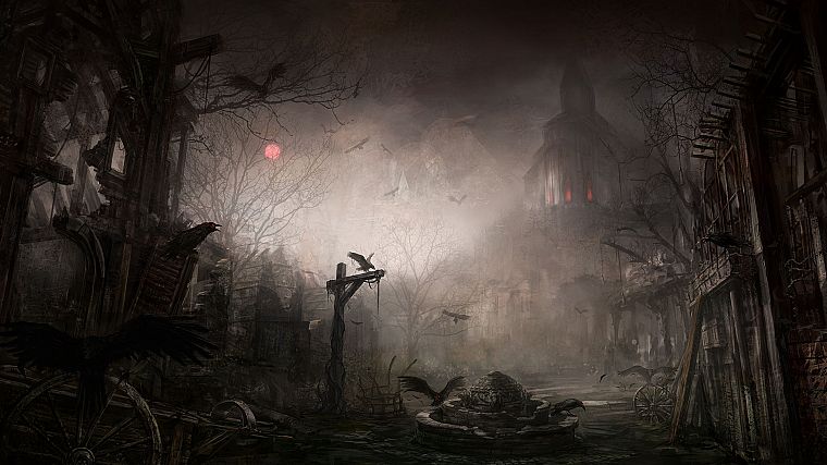 castles, fog, mist, Diablo III, medieval - desktop wallpaper