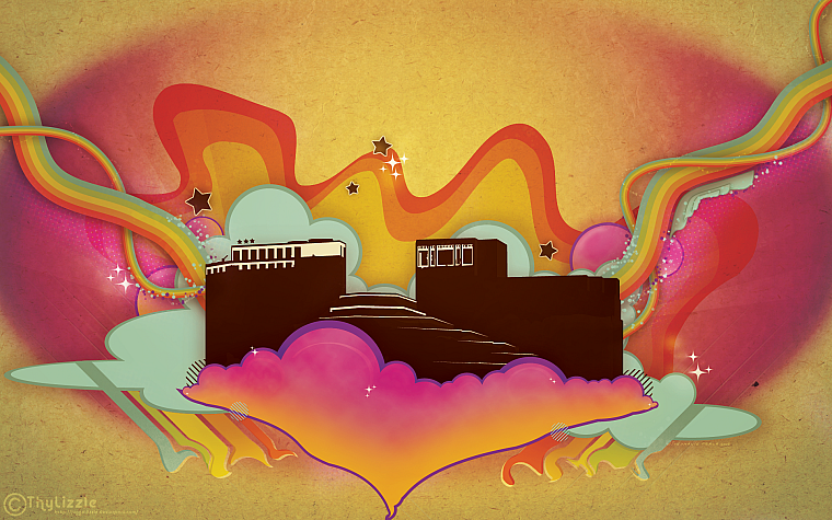abstract, buildings, psychedelic - desktop wallpaper