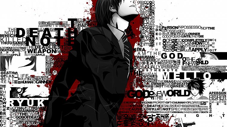 Death Note, typography, Yagami Light - desktop wallpaper