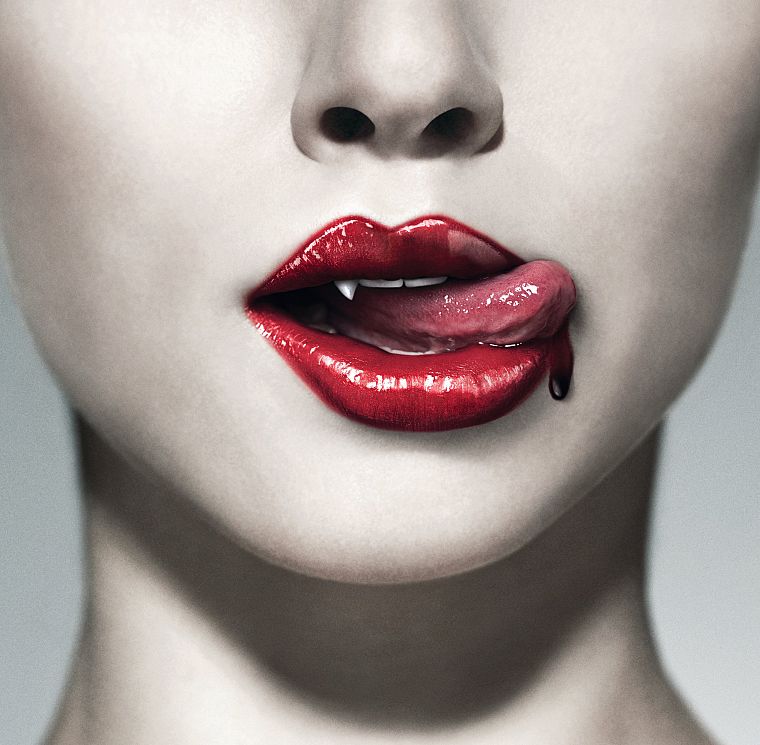 lips, True Blood, tongue, vampires - desktop wallpaper