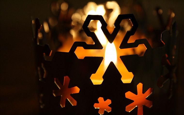 Christmas, snowflakes, candles - desktop wallpaper