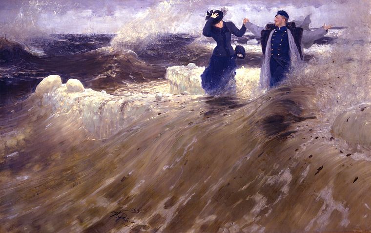 paintings, ocean, waves, artwork, Ilya Repin, Russian - desktop wallpaper