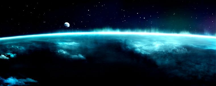 blue, outer space, atmosphere - desktop wallpaper