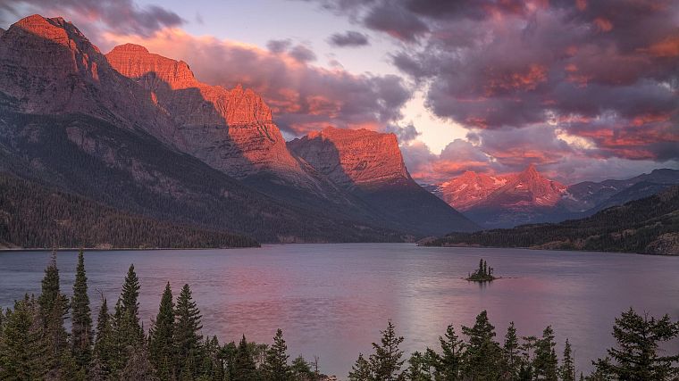 sunrise, National Park, Glacier National Park, Saint Mary Lake - desktop wallpaper