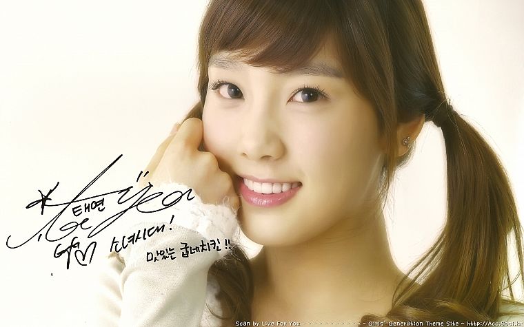 women, Girls Generation SNSD, celebrity, Asians, Kim Taeyeon, signatures, bangs - desktop wallpaper