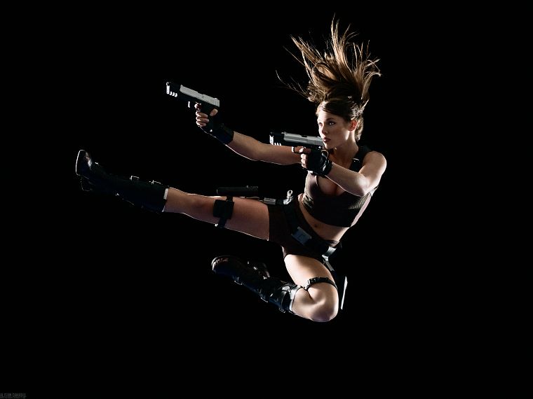 guns, models, Tomb Raider, Lara Croft - desktop wallpaper