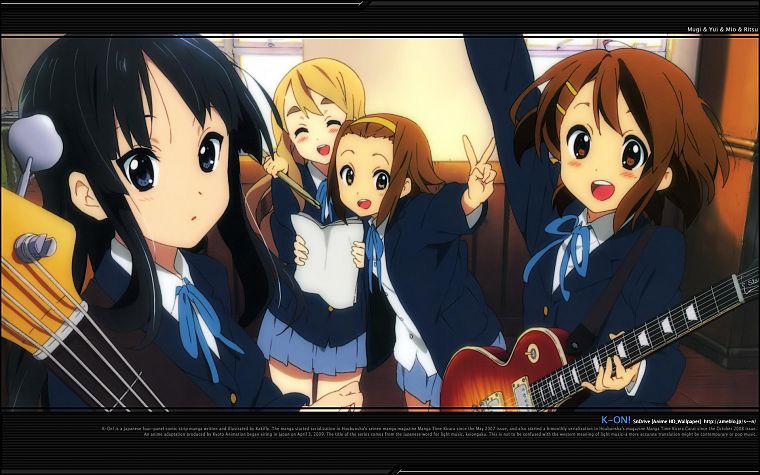 K-ON!, Hirasawa Yui, Akiyama Mio, Tainaka Ritsu, Kotobuki Tsumugi - desktop wallpaper