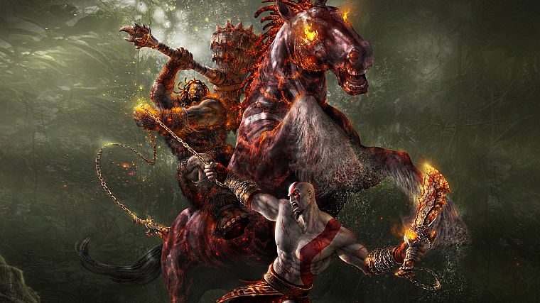 video games, Kratos, God of War, horses - desktop wallpaper