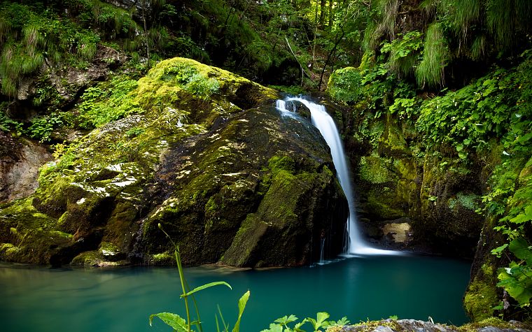 nature, forests, streams, long exposure, lakes, waterfalls - desktop wallpaper