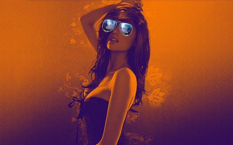 women, sunglasses - desktop wallpaper