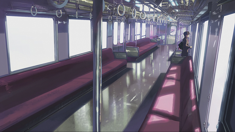 trains, Makoto Shinkai, lonely, 5 Centimeters Per Second, standing, artwork, vehicles, anime, empty - desktop wallpaper