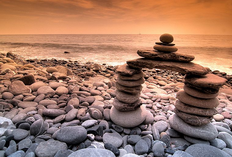 coast, rocks, shore, pebbles - desktop wallpaper