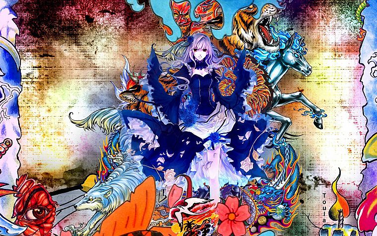 women, multicolor, anime girls - desktop wallpaper