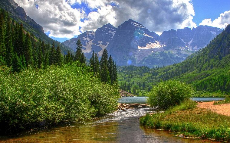 mountains, nature, rivers - desktop wallpaper