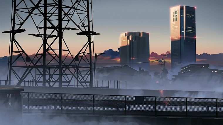 fog, Makoto Shinkai, power lines, 5 Centimeters Per Second - desktop wallpaper