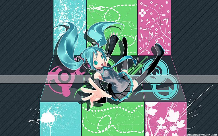 Vocaloid, Hatsune Miku, tie, twintails - desktop wallpaper