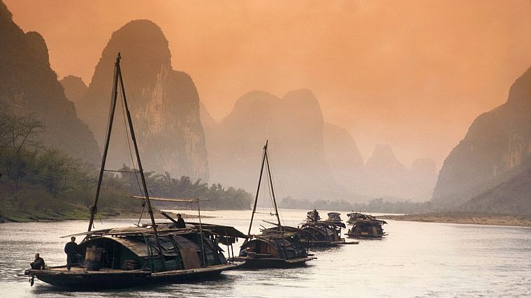 China, sailing, rivers - desktop wallpaper