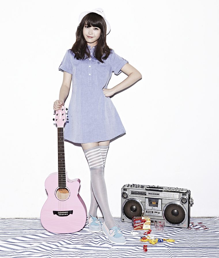 women, dress, Korean, guitars, IU (singer), bangs - desktop wallpaper