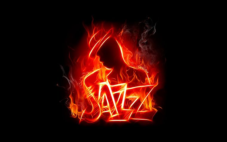 abstract, music, fire, jazz, flaming, black background - desktop wallpaper