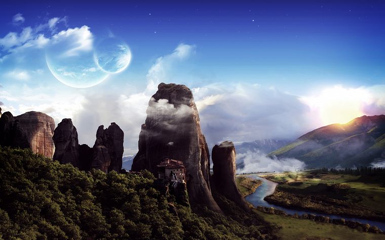 landscapes, dragons - desktop wallpaper