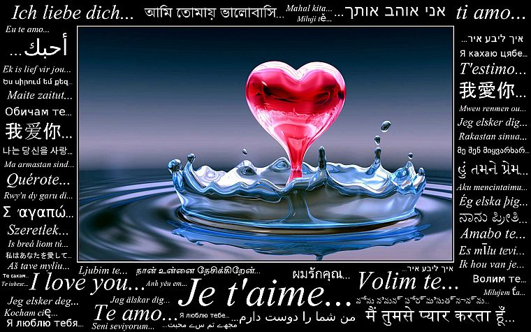 water, blue, love, red, text, drop, quotes, typography, water drops, hearts, water heart, love quotes - desktop wallpaper