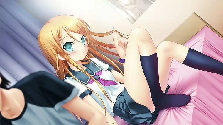 school uniforms, Kousaka Kirino, anime, Ore No Imouto Ga Konna Ni Kawaii Wake Ga Nai, anime girls, knee socks - desktop wallpaper