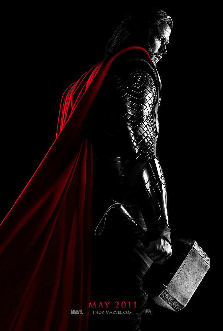 capes, selective coloring, movie posters, Chris Hemsworth, Thor (movie) - desktop wallpaper