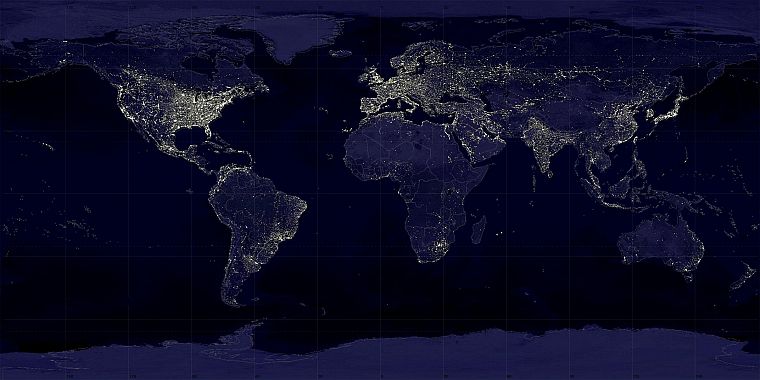 night, world map - desktop wallpaper