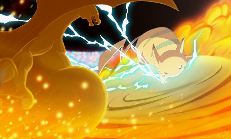 Pokemon, Pikachu, Charizard, pokemon battle - desktop wallpaper