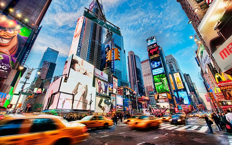 cityscapes, streets, New York City, Times Square, HDR photography - desktop wallpaper