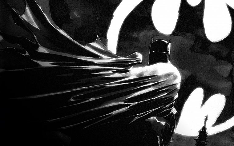 Batman, DC Comics, grayscale - desktop wallpaper