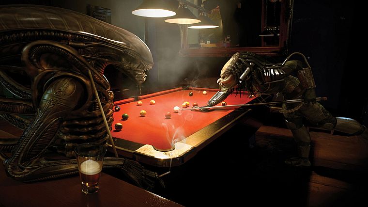 Aliens vs Predator movie, billiards tables - desktop wallpaper