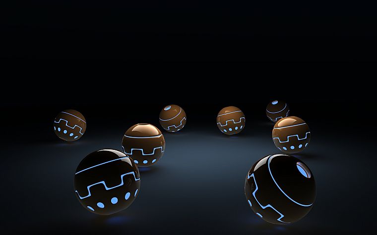 balls, glowing, artwork, spheres - desktop wallpaper