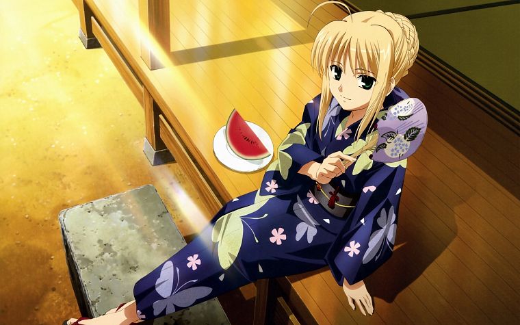 Fate/Stay Night, Saber, Japanese clothes, Fate series - desktop wallpaper