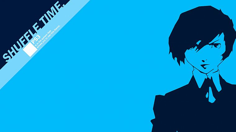 blue, Persona series, Persona 3, simple background, Arisato Minato - desktop wallpaper