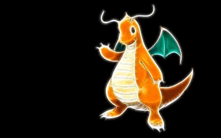 Pokemon, simple background, Dragonite, black background - desktop wallpaper