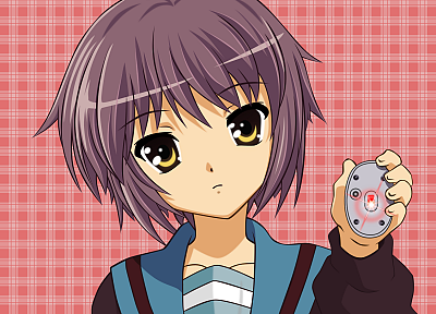 school uniforms, Nagato Yuki, The Melancholy of Haruhi Suzumiya, anime girls - desktop wallpaper