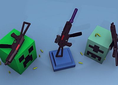 guns, creeper, Minecraft - desktop wallpaper