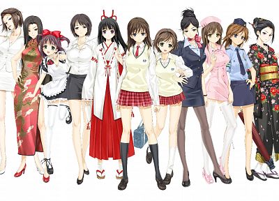 maids, Miko, Happoubi Jin, Japanese clothes - duplicate desktop wallpaper